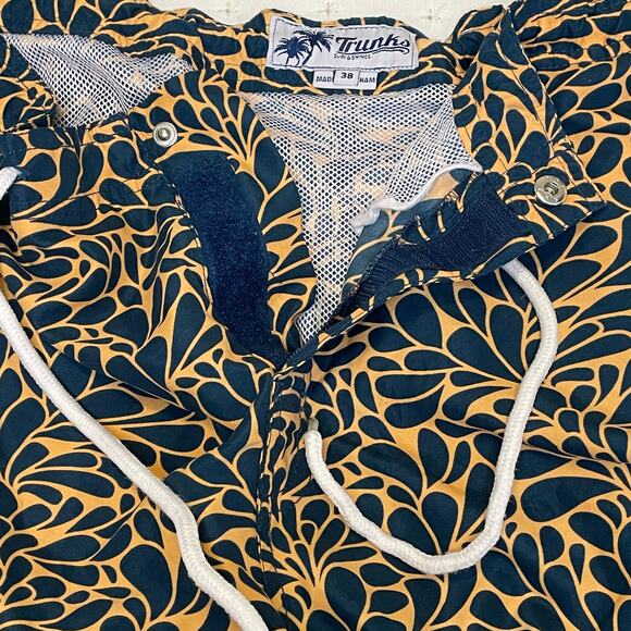 Trunks Swim Trunks Men's 38 Orange & Blue Floral Print Print, Beach, Pool - Picture 3 of 10